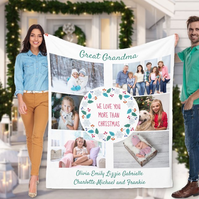 Couverture Polaire Great Grand-mère Photo Collage Winter Woodland (Créateur téléchargé)