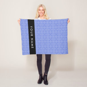 Couverture Polaire Grec Meander Key H Blue, Votre Nom, Personnaliser