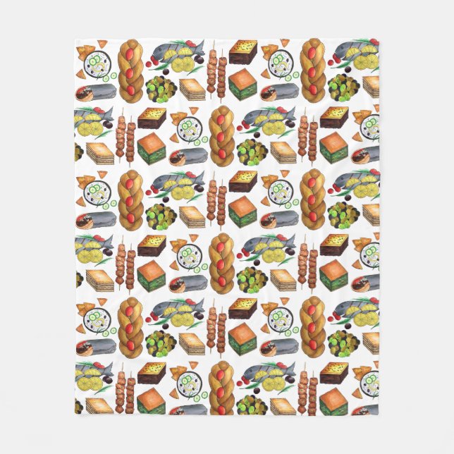Couverture Polaire Grèce Méditerranéen Imprimer Cuisine grecque (Devant)