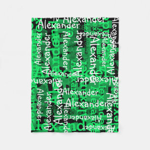 Couverture Polaire Green Boy's All-over Name Collage Personnalisé