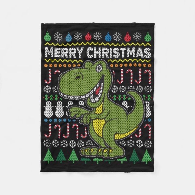 Couverture Polaire Green Dino Ugly Christmas Sweat Wildlife Series (Devant)
