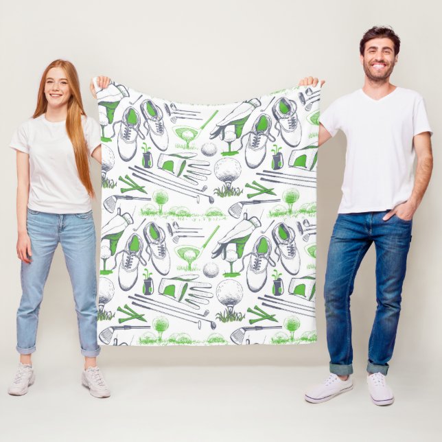 Couverture Polaire Green Golf Icons Motif (En situation)