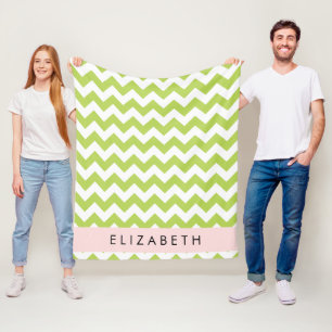 Couverture Polaire Green Zigzag, Green Chevron, Votre Nom