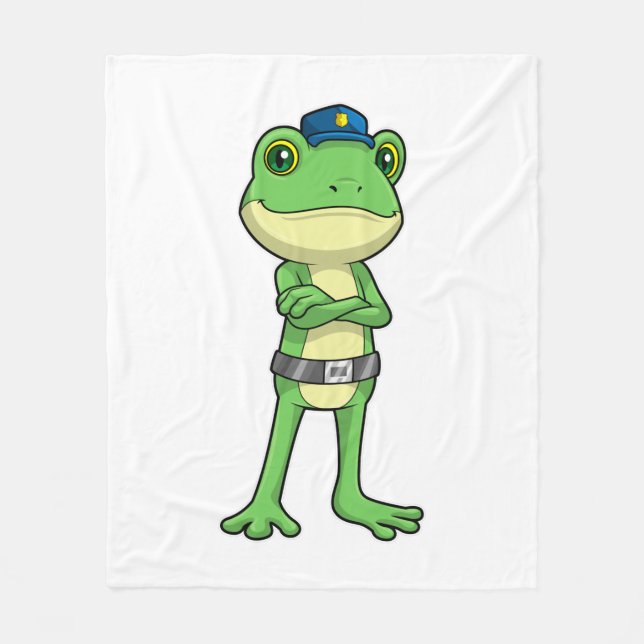 Couverture Polaire Grenouille en tant qu'agent de police avec casquet (Devant)