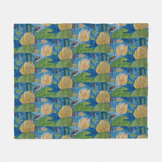 Couverture polaire grenouille et Nénuphar (Devant (Horizontal))