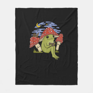 Couverture Polaire Grenouille fan de livre avec chapeau de champignon
