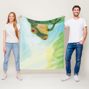 Couverture Polaire Grenouille verte attrapant les rayons du soleil