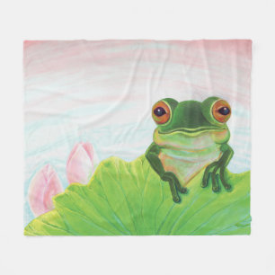 Couverture Polaire Grenouille verte Se détendre dans l'étang
