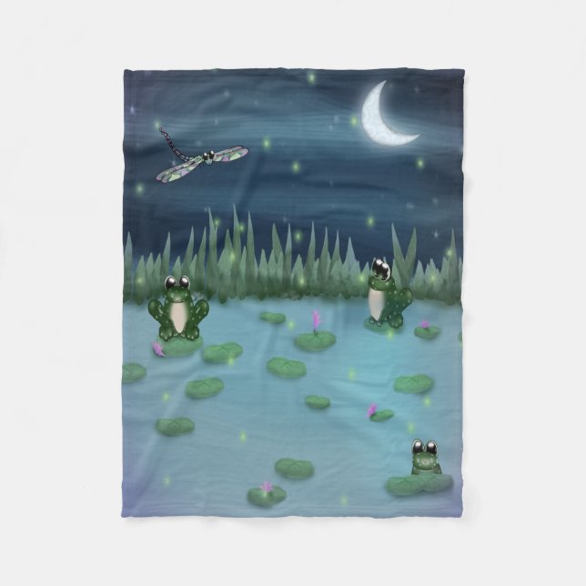 Couverture Polaire Grenouilles dans un étang de nénuphars (Devant)