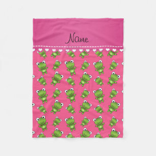 Couverture Polaire Grenouilles rose-vert personnalisées rayures du co