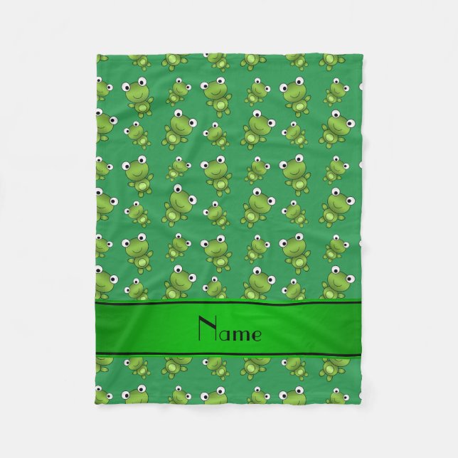 Couverture Polaire Grenouilles vertes de nom personnalisé (Devant)