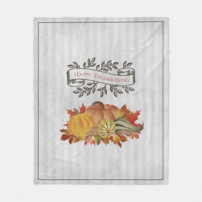 Couverture Polaire Grey Thanksgiving Citrouilles et Squash (Devant)