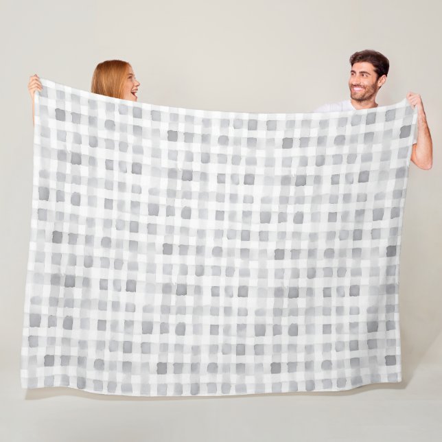 Couverture Polaire Grey White Plaid Stripes (En situation)