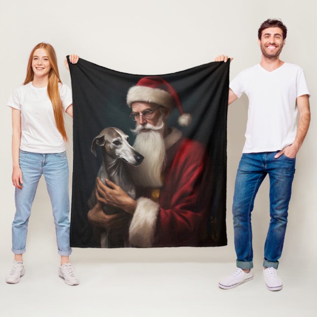 Couverture Polaire Greyhound avec Noël Festif du Père Noël (En situation)
