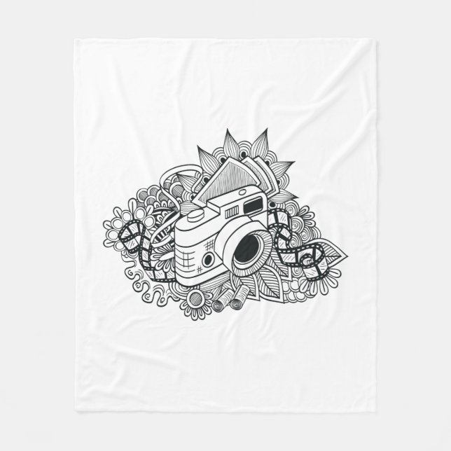 Couverture Polaire Griffonnage d'appareil-photo de hippie (Devant)