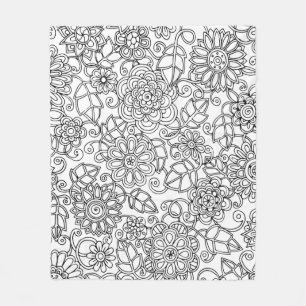 Couverture Polaire Griffonnage floral ethnique