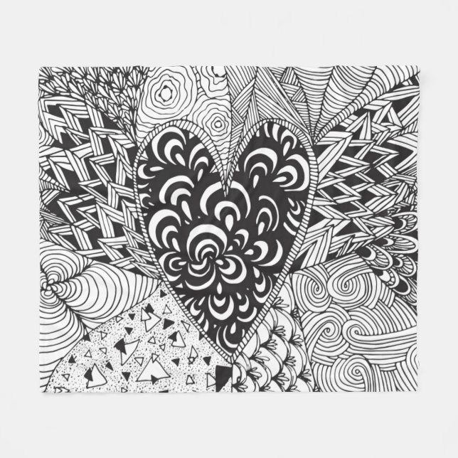 Couverture Polaire Griffonnage inspiré de coeur (Devant (Horizontal))