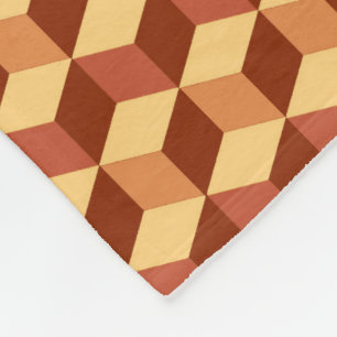 Couverture Polaire Grille diamant moderne - tan, brun et rouille