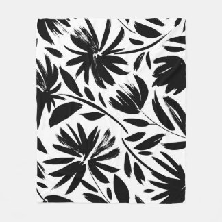 Couverture Polaire Grille noire : vintage motif chrysanthème