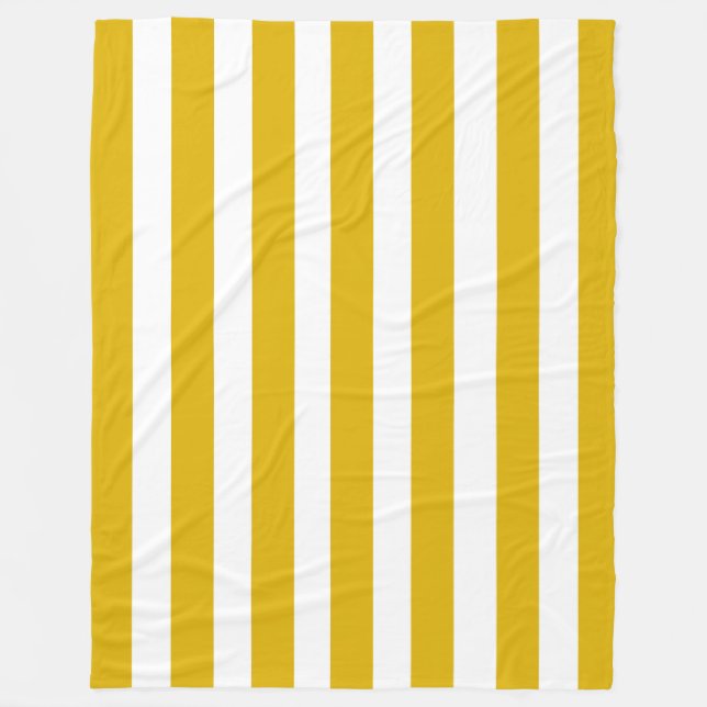 Couverture Polaire Grilles verticales jaunes et blanches de moutarde (Devant)