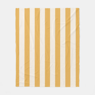 Couverture Polaire Grilles Verticales Moutarde Jaune Et Blanc Gratté