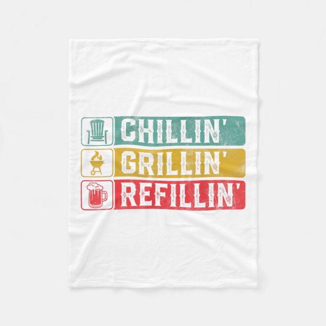 Couverture Polaire Grillin Chillin Refillin Bbq Pit Meat Smoat Grill (Devant)