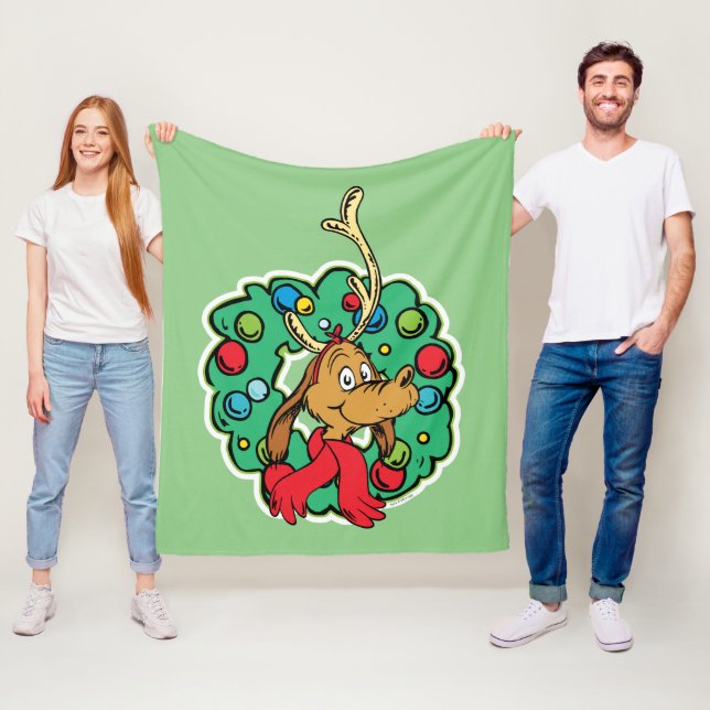 Couverture Polaire Grinch | Couronne de Noël Max (En situation)