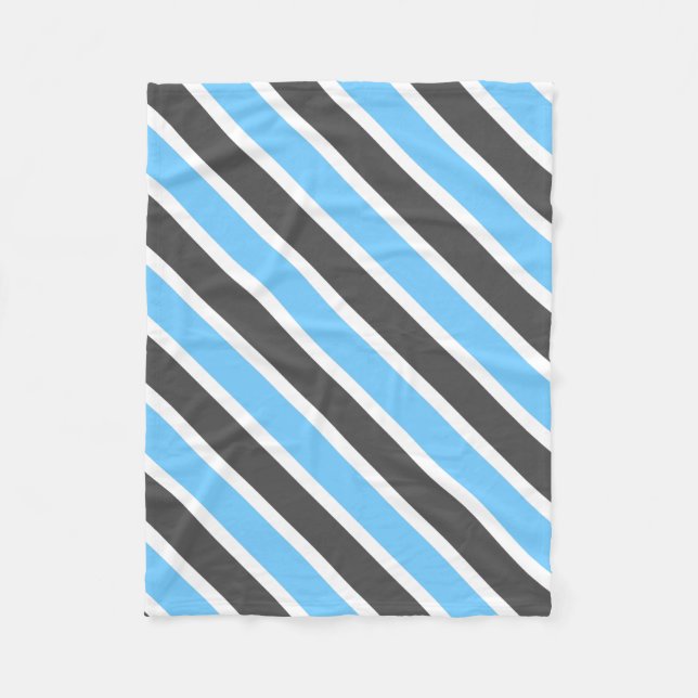 Couverture Polaire Gris bleu ciel moderne rayures diagonales (Devant)