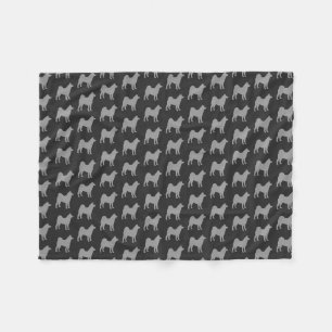 Couverture Polaire Gris de motif de silhouettes d'Akita