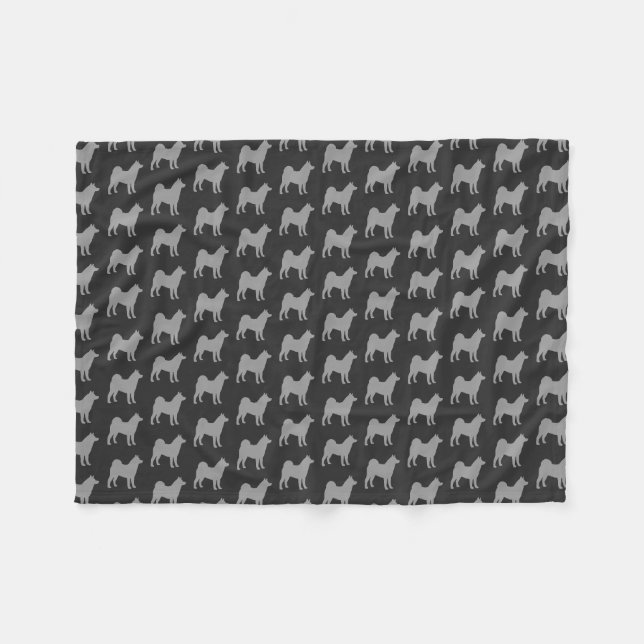 Couverture Polaire Gris de motif de silhouettes d'Akita (Devant (Horizontal))