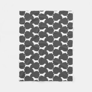 Couverture Polaire Gris de motif de silhouettes de Basset Hound