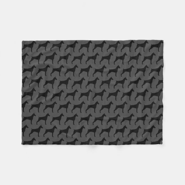 Couverture Polaire Gris de motif de silhouettes de Pinscher de (Devant (Horizontal))