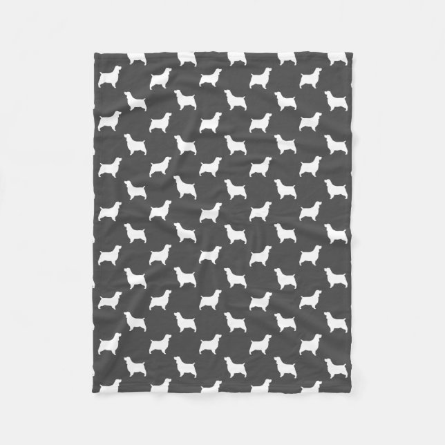 Couverture Polaire Gris de motif de silhouettes d'épagneul de (Devant)