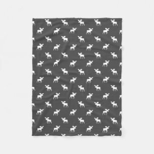 Couverture Polaire Gris de motif de silhouettes d'orignaux