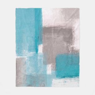 Couverture Polaire Gris et Bleu Art Abstrait Peinture abstraite, pein