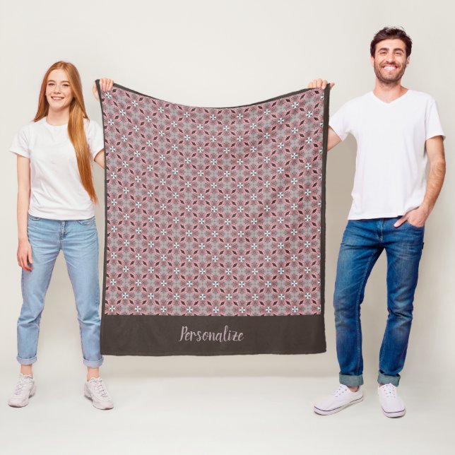 Couverture Polaire Gris et Brown Motif moderne Personnaliser (En situation)