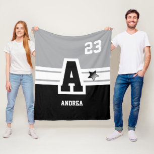 Couverture Polaire Gris et noir Toutes les lettres de sport de Varsit