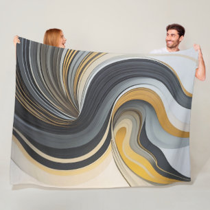 Couverture Polaire Gris et or Conception abstraite