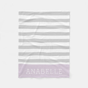 Couverture Polaire Gris et rayures Lilac Monogramme Couleurs modifi