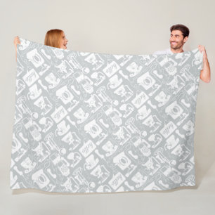 Couverture Polaire Gris ou toute couleur & Blanc Retro Téléphone Moti