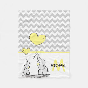Couverture Polaire Gris personnalisé Chevron de jaune d'éléphant de