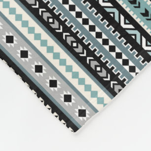 Couverture Polaire Gris tribal aztèque de noir d'Aqua de motif