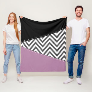 Couverture Polaire Gris Zigzag, Gris Chevron, Motif Zigzag, Violet
