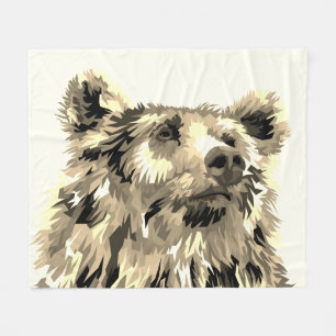 Couverture Polaire Grizzly ours pop art abstrait brun