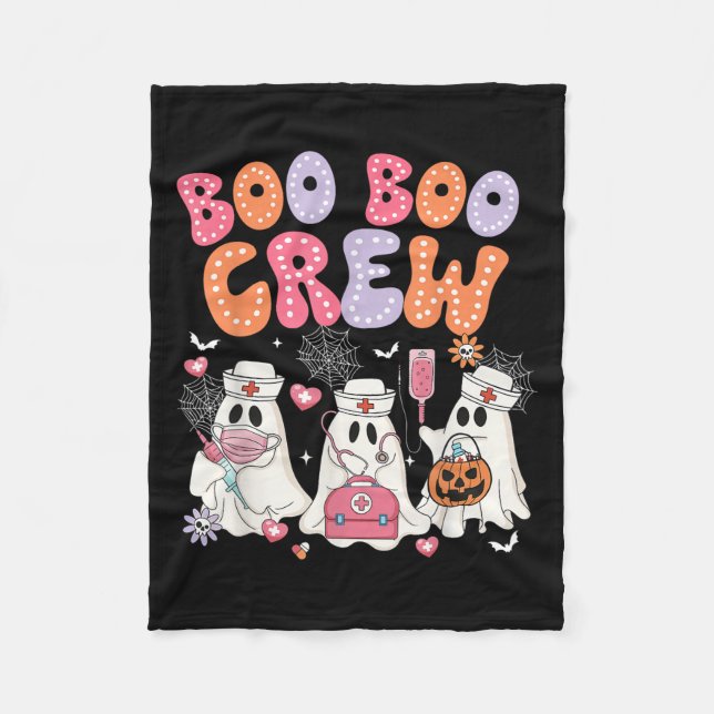 Couverture Polaire Groovy Boo Boo Crew Nurse Funny Ghost Halloween Te (Devant)