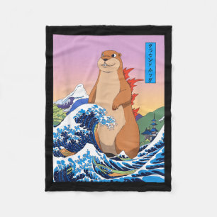 Couverture Polaire Groundhogzilla drôle japonais grande vague anime G