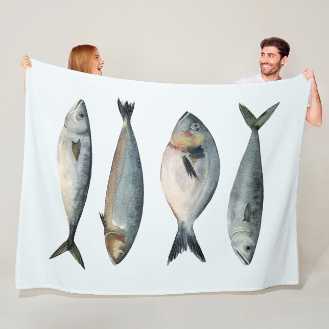 Couverture Polaire Groupe de quatre poissons (En situation)