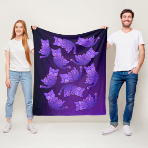 Couverture Polaire Groupe mignon pourpre Neon Kitten