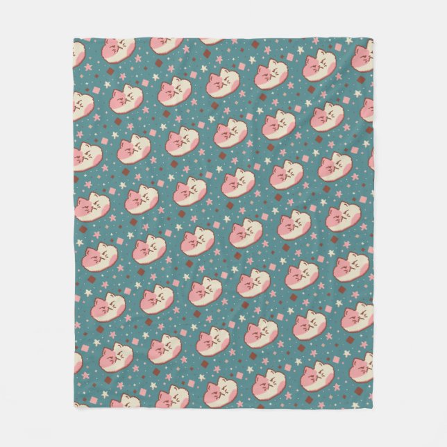 COUVERTURE POLAIRE GRUMPY CAT PIXEL ART MOTIF DESIGN BABY BLANKET (Devant)