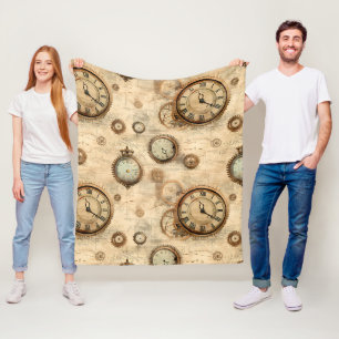 Couverture Polaire Grunge Rustic Steampunk Horloge (6)